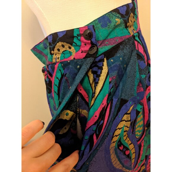 Vintage 80s High Waist Paisley Forest Fairy Whimsygoth Maxi Skirt Retro Sz 12 - Picture 7 of 10